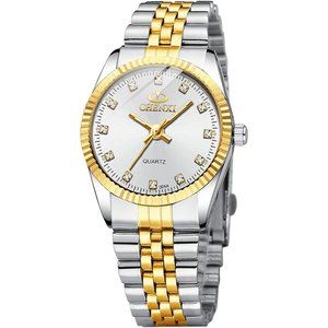 Womens Watch Stainless Steel Bracelets for Women Analog Wrist Watch- Gold\White